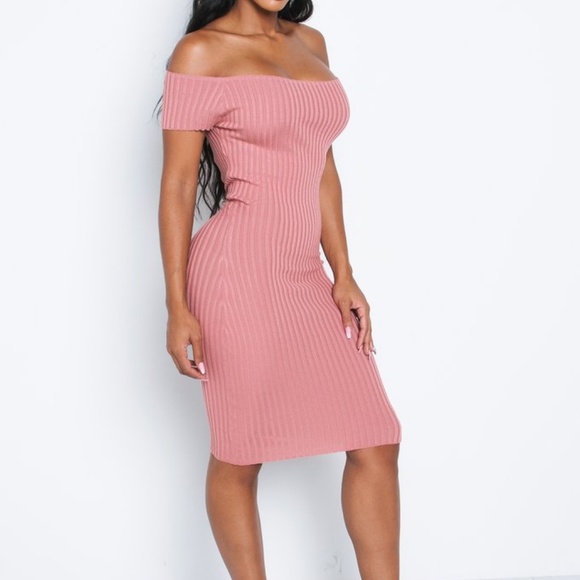 Dusty Rose Ribbed Midi - Picture 2 of 8